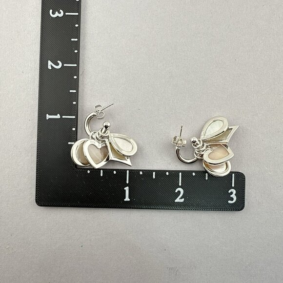 Honora Pearl Earrings Interchangeable 4 Charms Heart Sterling Silver Dangle Drop - Picture 2 of 9